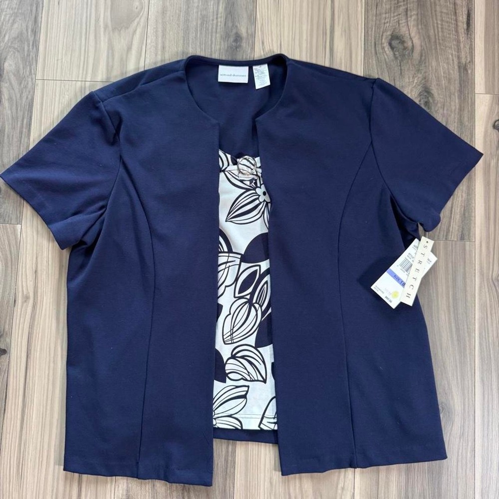 Navy blue Alfred Dunner short sleeve cardigan